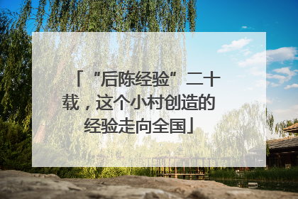 “后陈经验”二十载，这个小村创造的经验走向全国