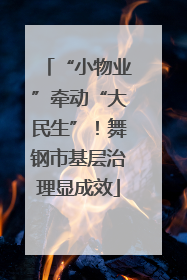 “小物业”牵动“大民生”！舞钢市基层治理显成效
