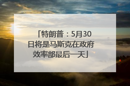 特朗普：5月30日将是马斯克在政府效率部最后一天