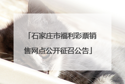 石家庄市福利彩票销售网点公开征召公告