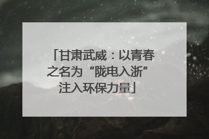 甘肃武威：以青春之名为“陇电入浙”注入环保力量