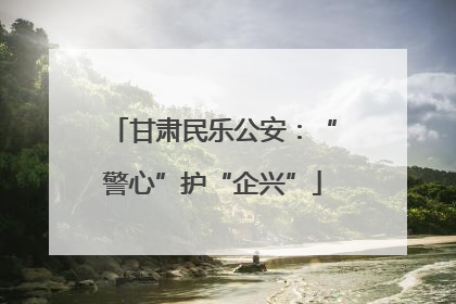 甘肃民乐公安：“警心”护“企兴”