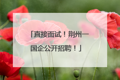 直接面试！荆州一国企公开招聘！