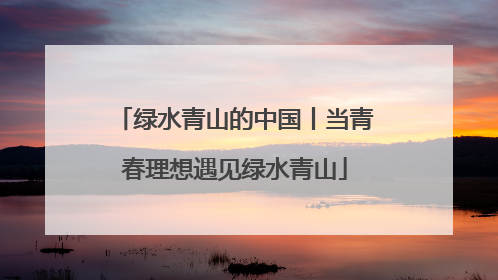 绿水青山的中国丨当青春理想遇见绿水青山