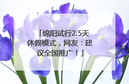 绵阳试行2.5天休假模式，网友：建议全国推广！