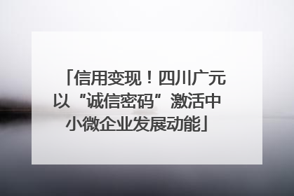 信用变现！四川广元以“诚信密码”激活中小微企业发展动能