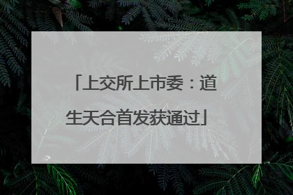 上交所上市委：道生天合首发获通过
