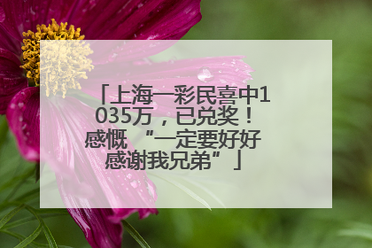 上海一彩民喜中1035万，已兑奖！感慨 “一定要好好感谢我兄弟”