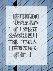 不用再证明“我爸是我爸”了！攀枝花公安发出四川首张“户籍人口直系亲属关系谱”