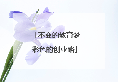 不变的教育梦 彩色的创业路