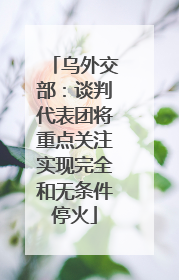 乌外交部：谈判代表团将重点关注实现完全和无条件停火
