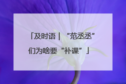 及时语｜“范丞丞”们为啥要“补课”