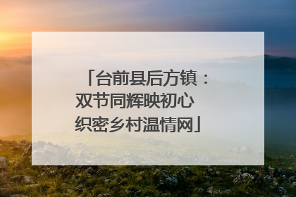 台前县后方镇：双节同辉映初心 织密乡村温情网