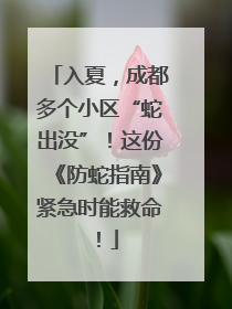 入夏，成都多个小区“蛇出没”！这份《防蛇指南》紧急时能救命！