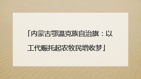 内蒙古鄂温克族自治旗：以工代赈托起农牧民增收梦