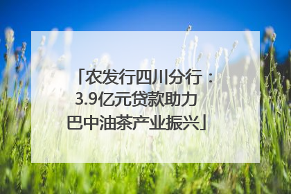 农发行四川分行：3.9亿元贷款助力巴中油茶产业振兴