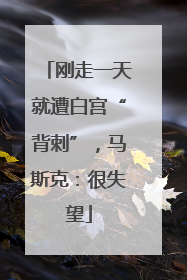 刚走一天就遭白宫“背刺”，马斯克：很失望