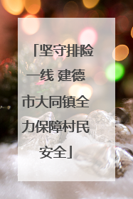 坚守排险一线 建德市大同镇全力保障村民安全