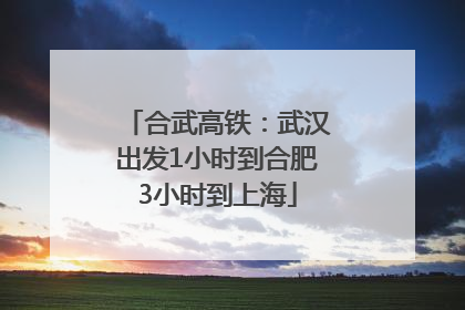 合武高铁：武汉出发1小时到合肥3小时到上海