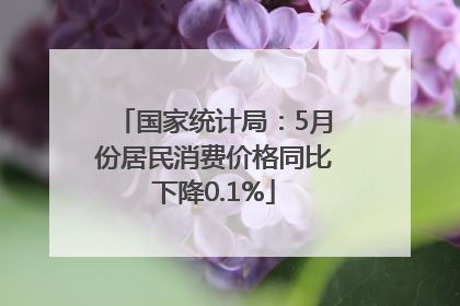 国家统计局：5月份居民消费价格同比下降0.1%