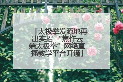 太极拳发源地再出实招 “焦作云端太极拳”网络直播教学平台开通