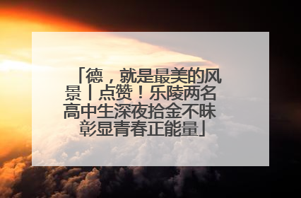德，就是最美的风景丨点赞！乐陵两名高中生深夜拾金不昧 彰显青春正能量