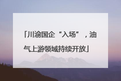 川渝国企“入场”，油气上游领域持续开放