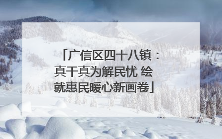 广信区四十八镇：真干真为解民忧 绘就惠民暖心新画卷