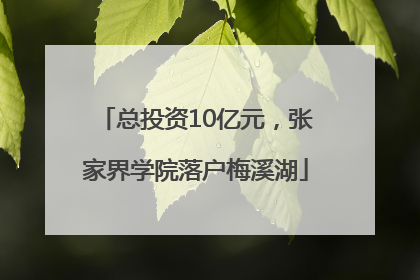 总投资10亿元，张家界学院落户梅溪湖