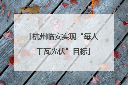 杭州临安实现“每人一千瓦光伏”目标