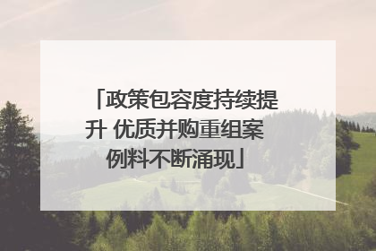 政策包容度持续提升 优质并购重组案例料不断涌现