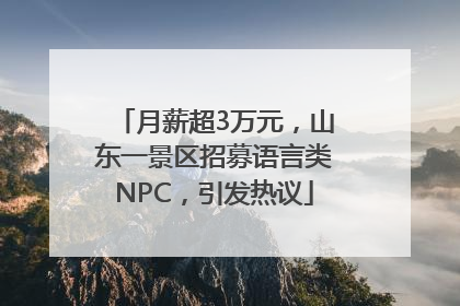 月薪超3万元，山东一景区招募语言类NPC，引发热议