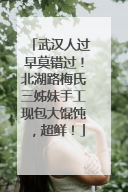 武汉人过早莫错过！北湖路梅氏三姊妹手工现包大馄饨，超鲜！