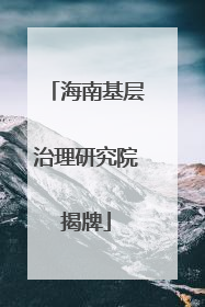 海南基层治理研究院揭牌