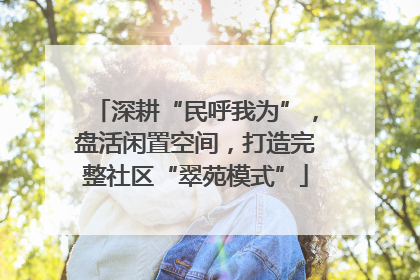 深耕“民呼我为”，盘活闲置空间，打造完整社区“翠苑模式”