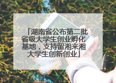 湖南省公布第二批省级大学生创业孵化基地，支持留湘来湘大学生创新创业