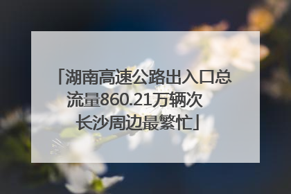 湖南高速公路出入口总流量860.21万辆次 长沙周边最繁忙