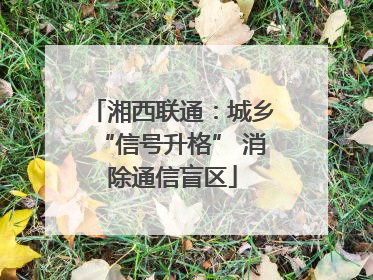 湘西联通：城乡“信号升格” 消除通信盲区