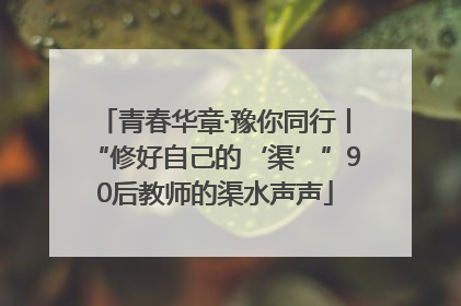 青春华章·豫你同行丨“修好自己的‘渠’”90后教师的渠水声声