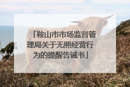 鞍山市市场监督管理局关于无照经营行为的提醒告诫书