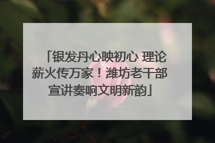 银发丹心映初心 理论薪火传万家！潍坊老干部宣讲奏响文明新韵