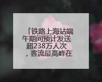 铁路上海站端午期间预计发送超238万人次，客流最高峰在端午当天