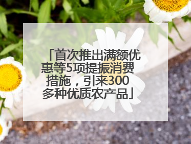 首次推出满额优惠等5项提振消费措施，引来300多种优质农产品