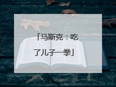 马斯克：吃了儿子一拳