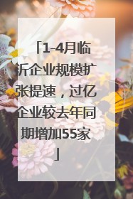 1-4月临沂企业规模扩张提速，过亿企业较去年同期增加55家