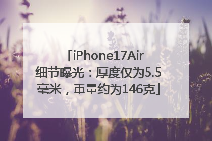 iPhone17Air细节曝光：厚度仅为5.5毫米，重量约为146克